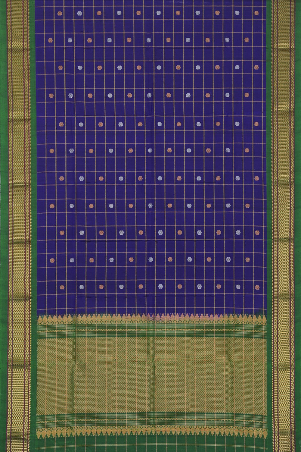 Image of Gadwal Silk Indigo Blue Dupatta